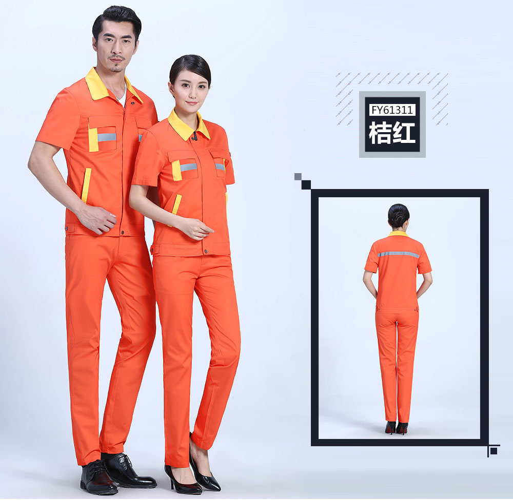 換色夏季滌棉細(xì)斜短袖工作服FY613