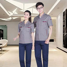 夏季細節(jié)拼色滌棉細斜短袖工作服FY602