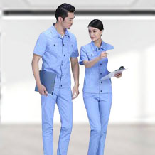 夏季滌棉細斜短袖工作服FY606