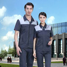 時尚桔色拼接滌棉細(xì)斜短袖工作服FY617