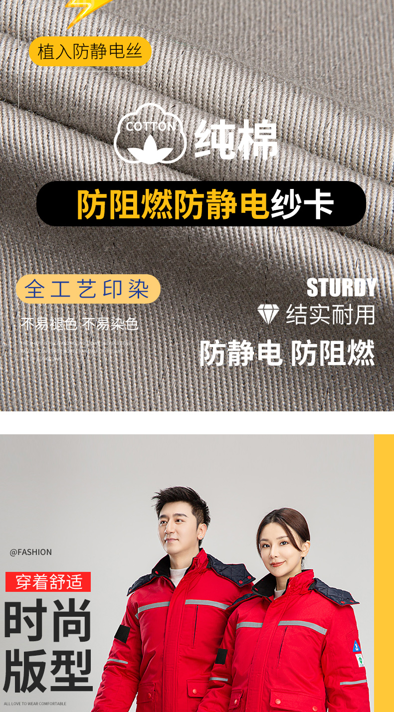 8855防阻燃防靜電中長(zhǎng)一體棉衣
