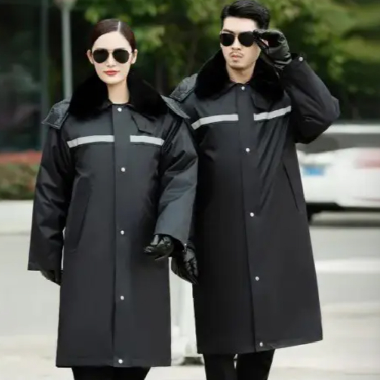 保安大衣加反光條長款1026